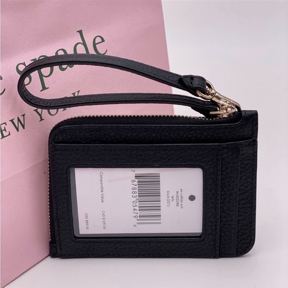 Kate Spade leila small card holder wristlet wallet black - Picture 4 of 10